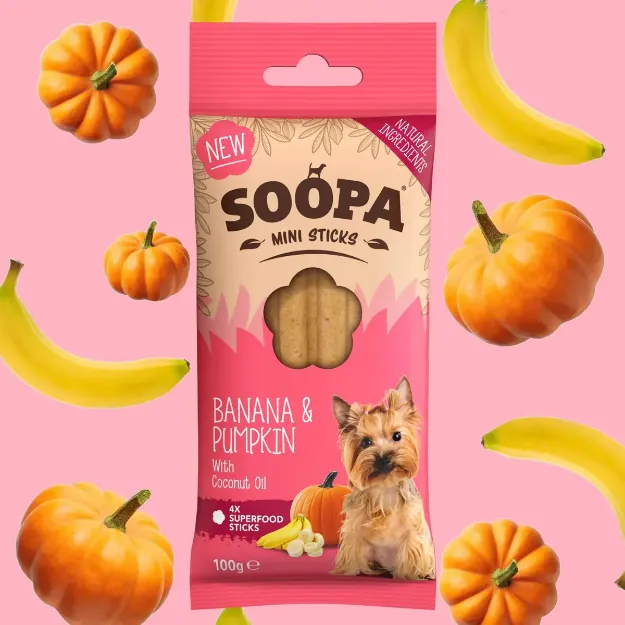 Banan & pumpa Mini - Soopa Sticks veganska tuggpinnar